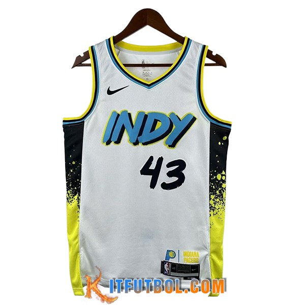 Camisetas NBA Indiana Pacers (SIAKAM #43) 2024/25 Blanco/Amarillo/Negro/Azul