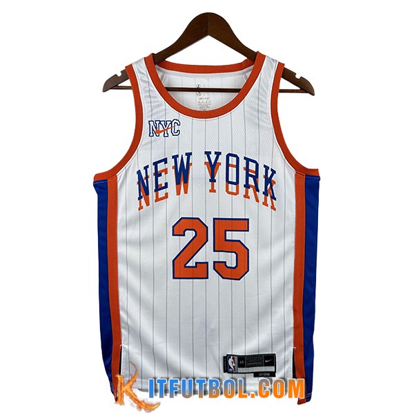 Camisetas NBA New York Knicks (BRIDGES #25) 2024/25 Blanco/Naranja -02