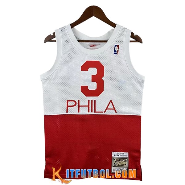 Camisetas NBA Philadelphia 76ers (IVERSON #3) 2023/24 Blanco/Rojo