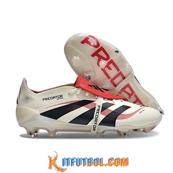 Adidas Botas De Fútbol 25 Predator Elite Tongue FG Blanco/Negro/Rojo -02