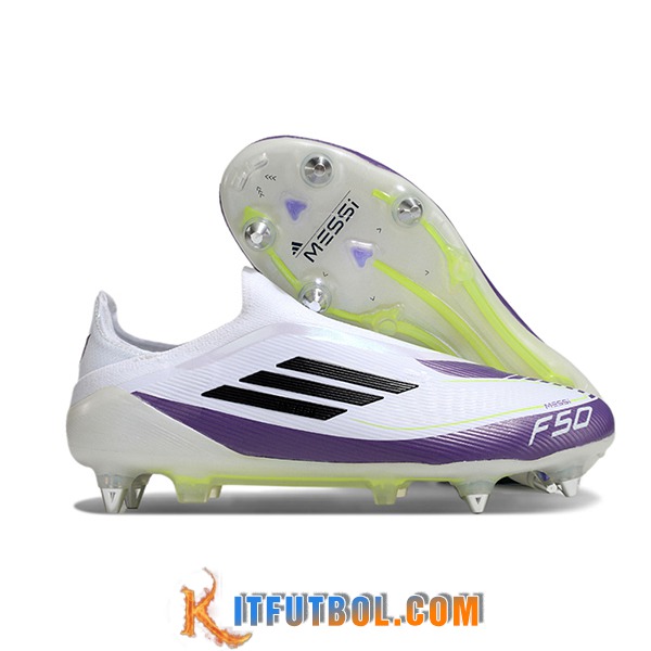 Adidas Botas De Fútbol F50 Elite Laceless SG Blanco/Violeta/Negro