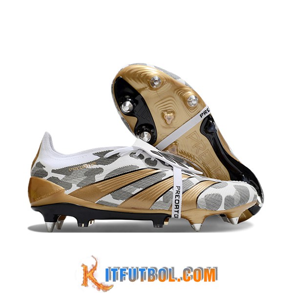 Adidas Botas De Fútbol Predator Elite Tongue SG Blanco/Amarillo/Gris