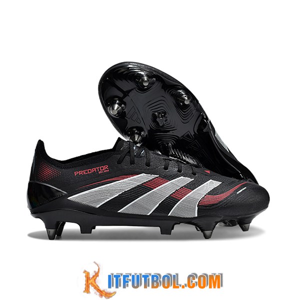 Adidas Botas De Fútbol 25 Predator Elite SG Negro/Gris/Rojo