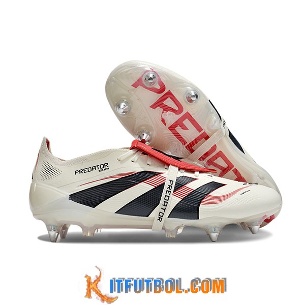 Adidas Botas De Fútbol 25 Predator Elite Tongue SG Blanco/Negro/Rojo