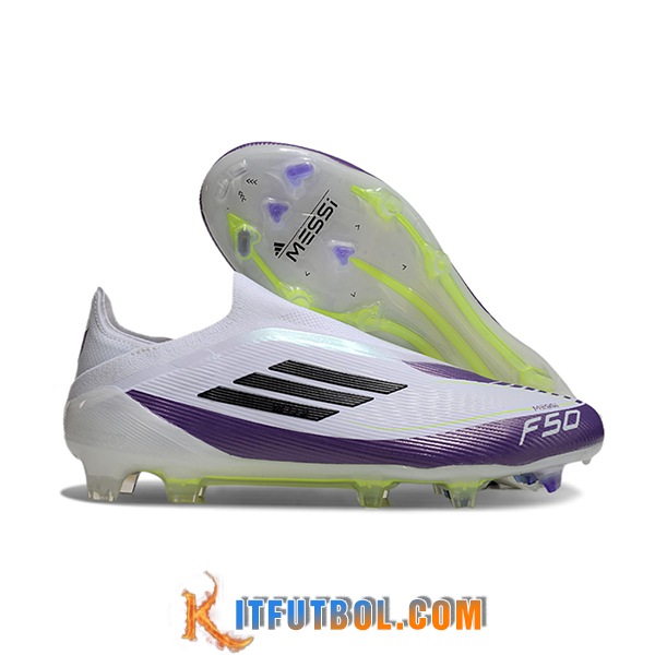Adidas Botas De Fútbol F50 Elite Laceless FG Blanco/Violeta/Negro