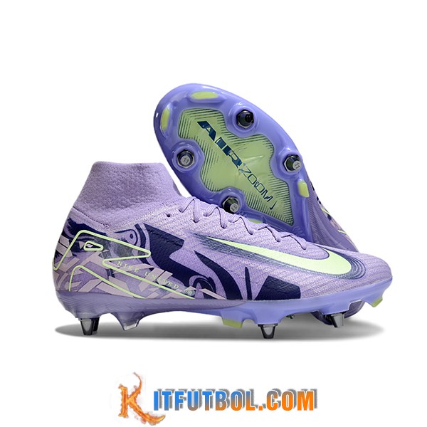 Nike Botas De Fútbol Air Zoom Mercurial Superfly IIX Elite SG Violeta/Verde