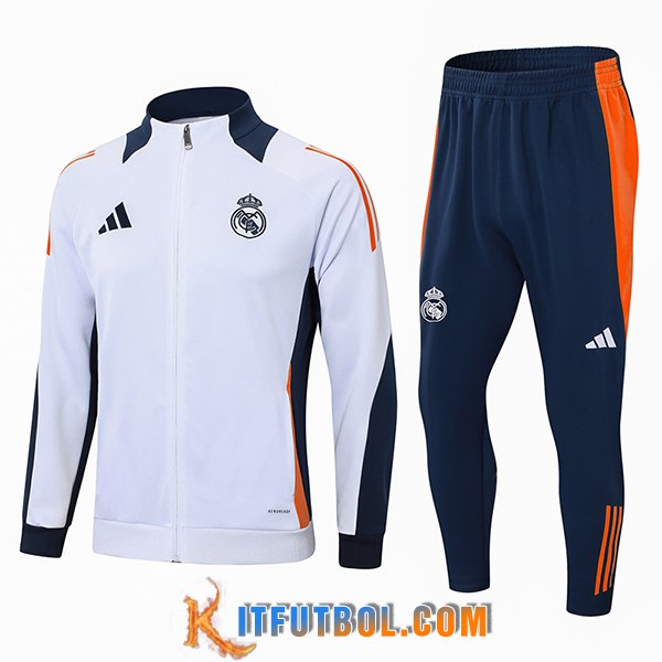 Chandal Equipos De Futbol Chaquetas Real Madrid Blanco/Azul/Naranja 2024/2025 -02