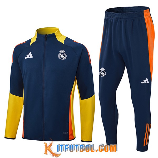 Chandal Equipos De Futbol Chaquetas Real Madrid Azul/Amarillo/Naranja 2024/2025