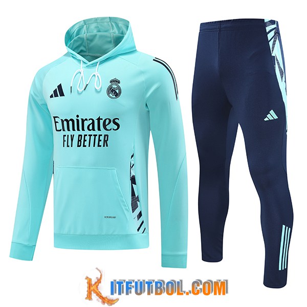 Chaqueta Con Capucha Chandal Rompevientos Real Madrid Azul Claro 2024/2025