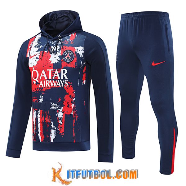 Chaqueta Con Capucha Chandal Rompevientos PSG Azul/Rojo 2024/2025