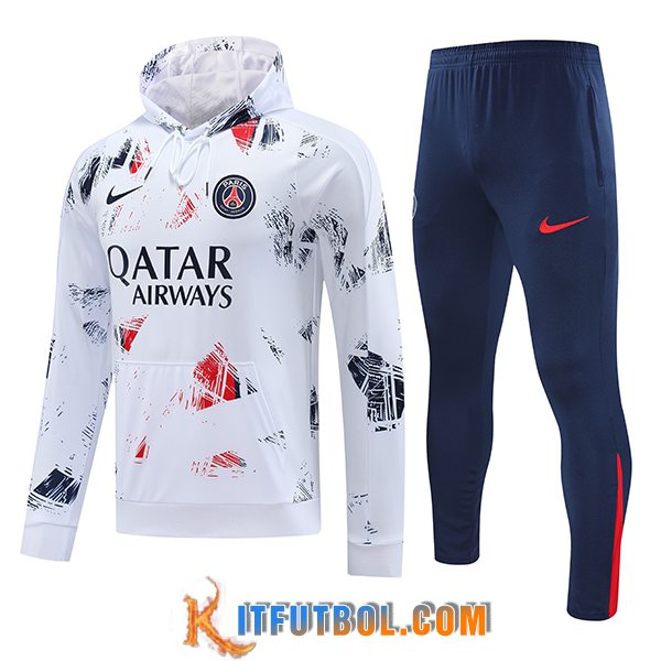 Chaqueta Con Capucha Chandal Rompevientos PSG Blanco 2024/2025