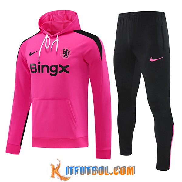 Chaqueta Con Capucha Chandal Rompevientos FC Chelsea Rosa/Negro 2024/2025