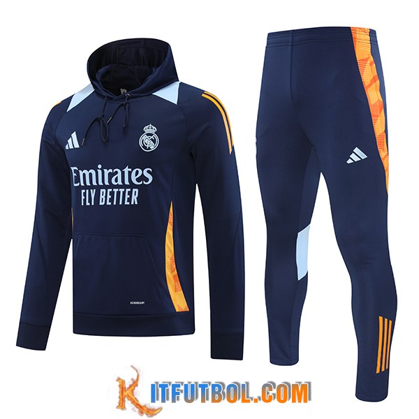Chaqueta Con Capucha Chandal Rompevientos Real Madrid Azul/Naranja 2024/2025
