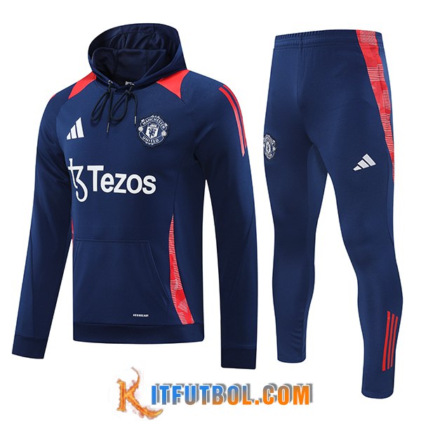 Chaqueta Con Capucha Chandal Rompevientos Manchester United Azul/Naranja 2024/2025