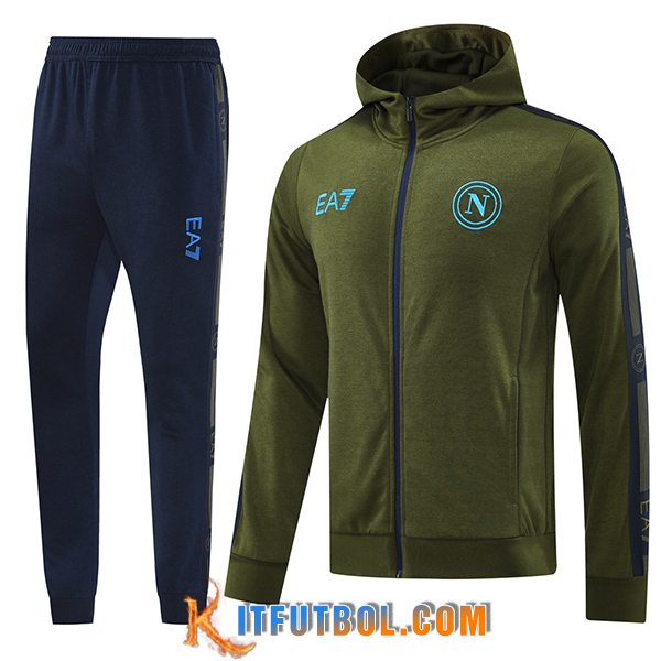 Chaqueta Con Capucha Chandal Rompevientos SSC Napoli Verde/Azul 2024/2025