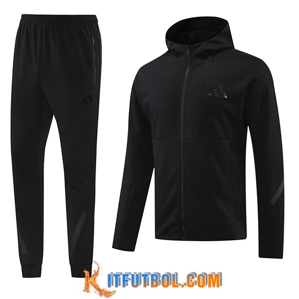 Chaqueta Con Capucha Chandal Rompevientos Adidas Negro 2024/2025