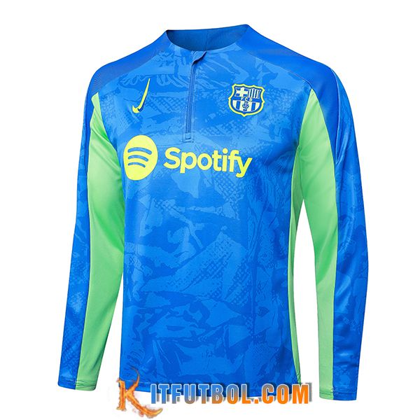 Sudadera De Entrenamiento FC Barcelona Azul/Verde 2024/2025