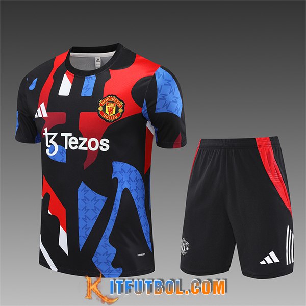 Camiseta Entrenamiento Manchester United Ninos Negro/Azul/Rojo 2024/2025