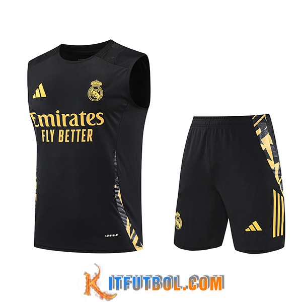 Camiseta Entrenamiento sin mangas Real Madrid Negro/Amarillo 2024/2025 -03