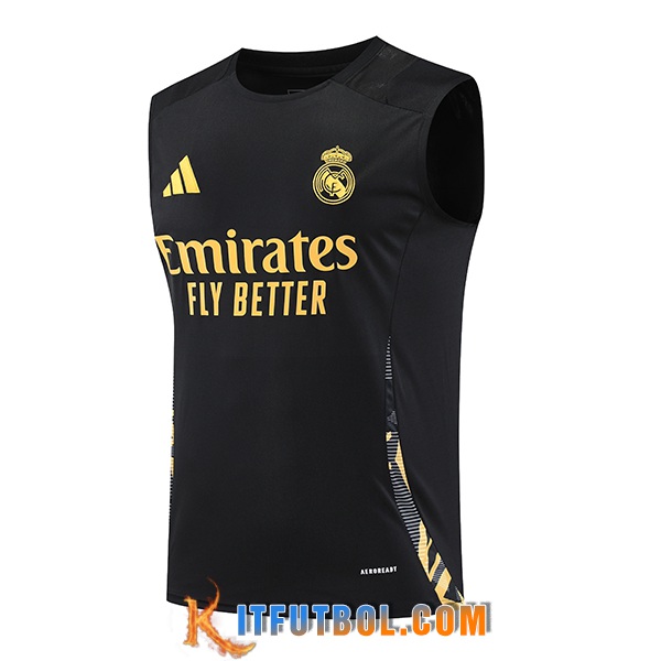 Chalecos De Futbol Real Madrid Negro/Amarillo 2024/2025 -03