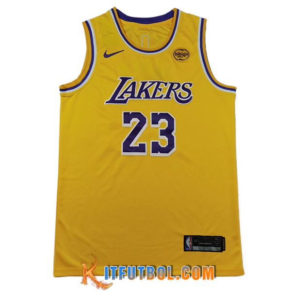 Camisetas Los Angeles Lakers (JAMES #23) 2024/25 Amarillo/Violeta