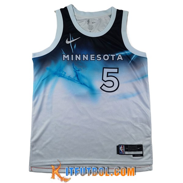 Camisetas Minnesota Timberwolves (EDWARDS #5) 2024/25 Blanco/Azul -04