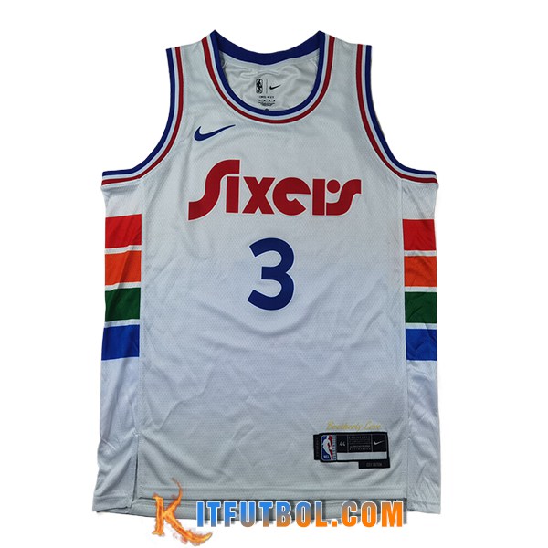 Camisetas Philadelphia 76ers (IVERSON #3) 2024/25 Blanco -02