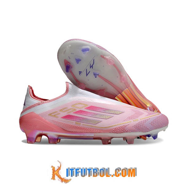 Adidas Botas De Fútbol F50 Elite Laceless FG Rosa/Blanco