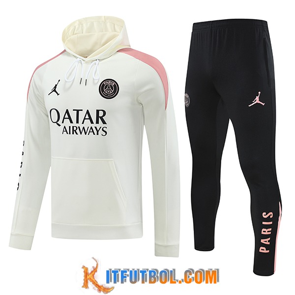 Chaqueta Con Capucha Chandal PSG Blanco/Rosa 2024/2025