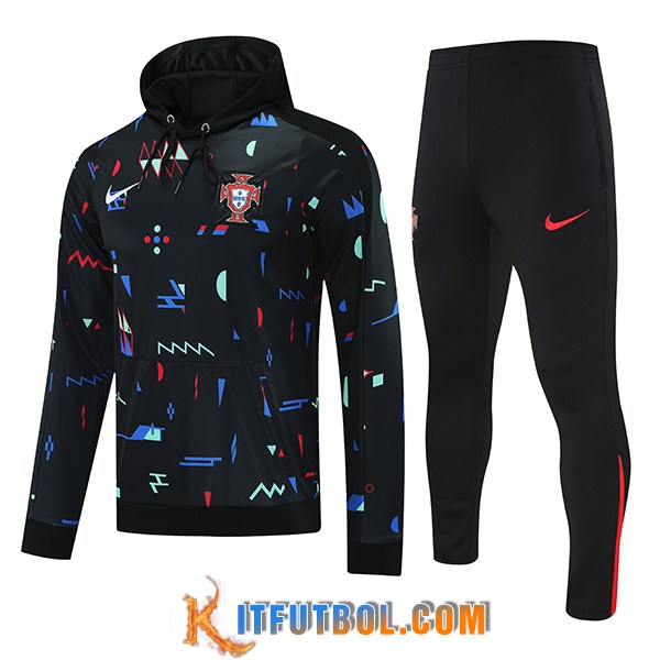 Chaqueta Con Capucha Chandal Portugal Negro 2024/2025