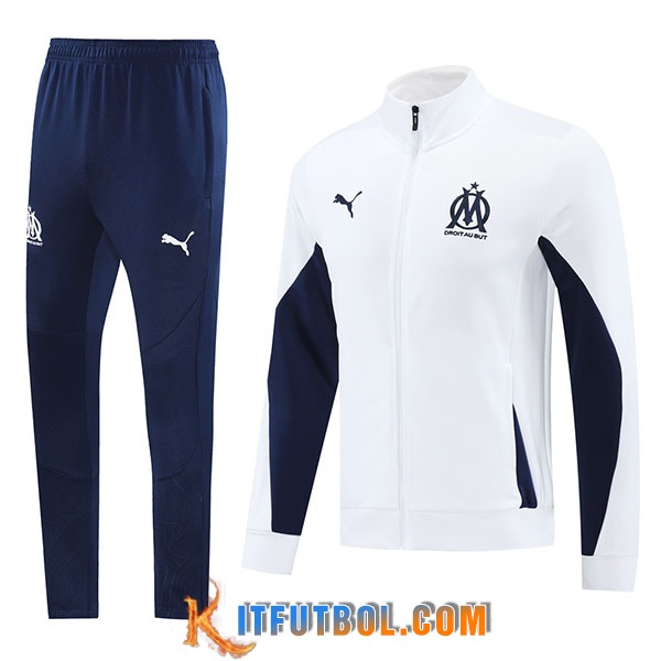 Chandal Equipos De Futbol Chaquetas Marsella Blanco/Azul 2024/2025