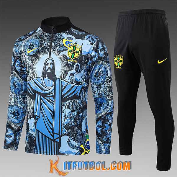 Chandal Equipos De Futbol Brasil Ninos Negro/Azul 2024/2025