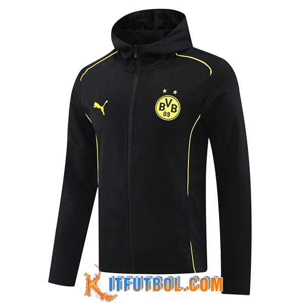 Sudadera De Entrenamiento Capucha Dortmund Negro/Amarillo 2024/2025