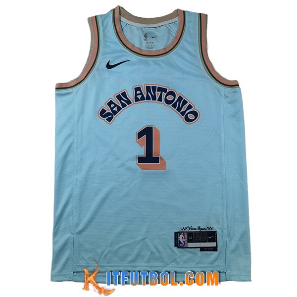 Camisetas San Antonio Spurs (WEMBANYAMA #1) 2025/26 Azul/Naranja