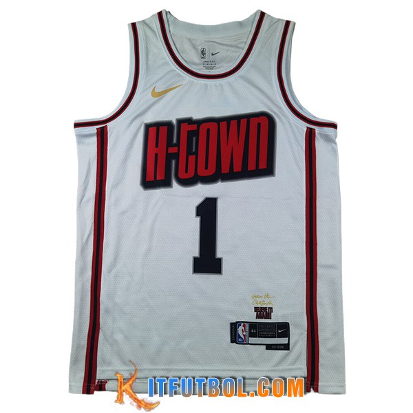 Camisetas Houston Rockets (THOMPSON #1) 2025/26 Blanco/Rojo/Negro