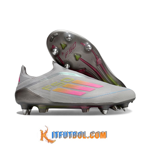 Adidas Botas De Fútbol F50 Elite Laceless SG Gris/Rosa