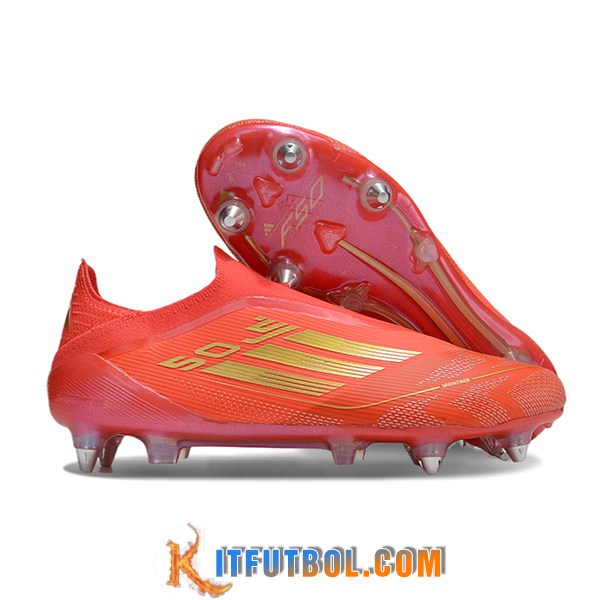Adidas Botas De Fútbol F50 Elite Laceless SG Naranja/Rosa/Amarillo