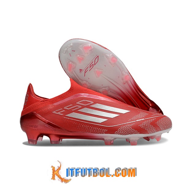 Adidas Botas De Fútbol F50 Elite Laceless FG Rojo/Gris
