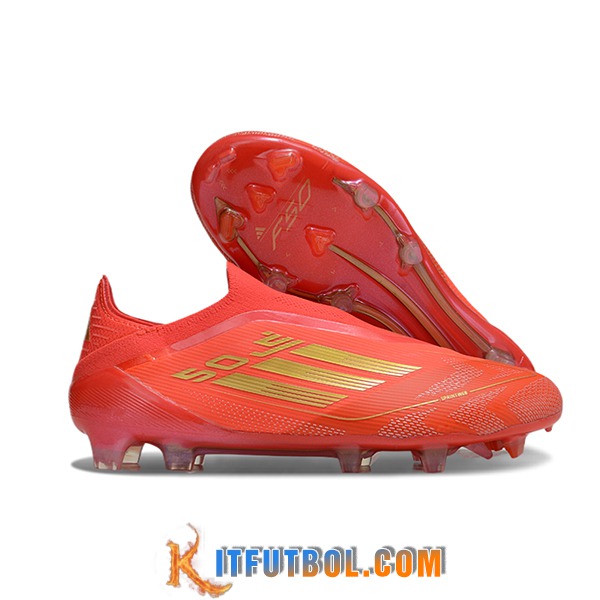 Adidas Botas De Fútbol F50 Elite Laceless FG Naranja/Rosa/Amarillo