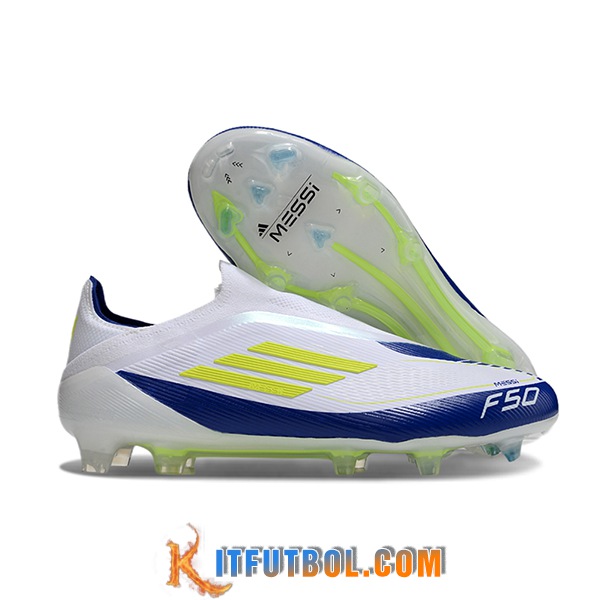 Adidas Botas De Fútbol F50 Elite Laceless FG Blanco/Amarillo/Azul