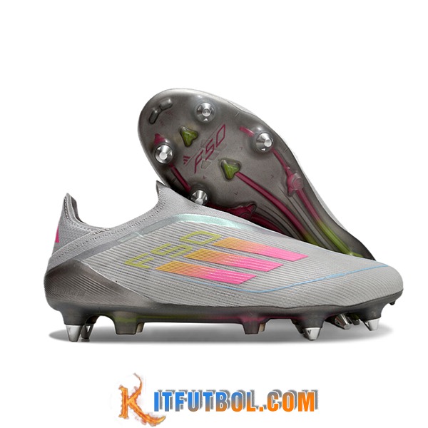 Adidas Botas De Fútbol F50 Elite Laceless SG Gris/Rosa -02