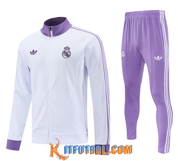 Chandal Equipos De Futbol Chaquetas Real Madrid Blanco/Violeta 2025/2026