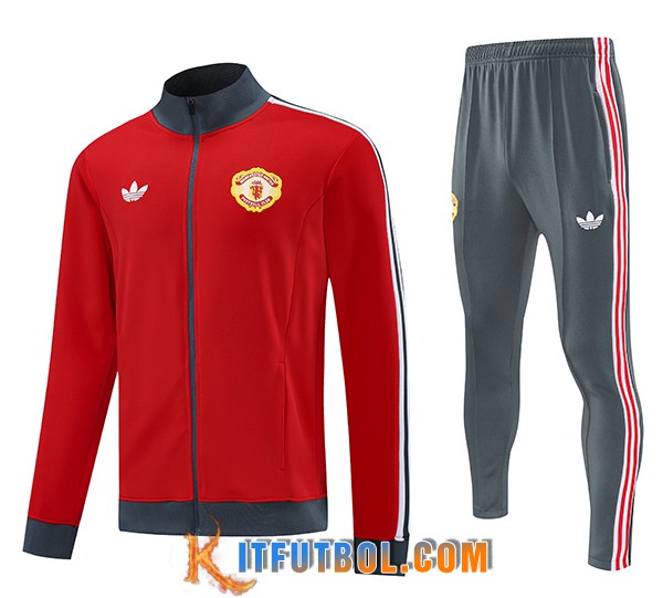 Chandal Equipos De Futbol Chaquetas Manchester United Rojo/Gris 2025/2026