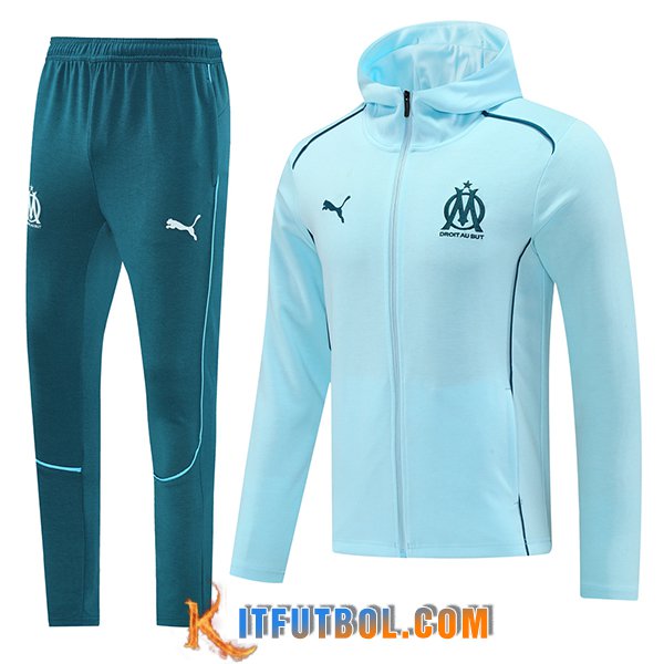 Chaqueta Con Capucha Chandal Rompevientos Marsella Azul Claro 2025/2026