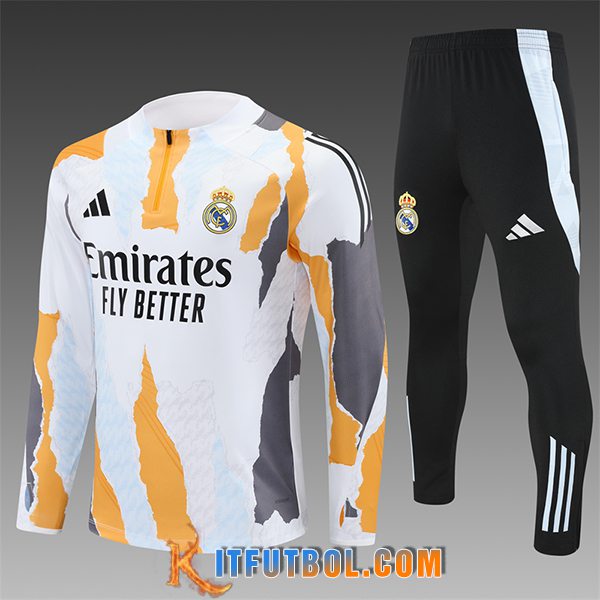 Chandal Equipos De Futbol Real Madrid Ninos Blanco/Amarillo/Gris 2025/2026