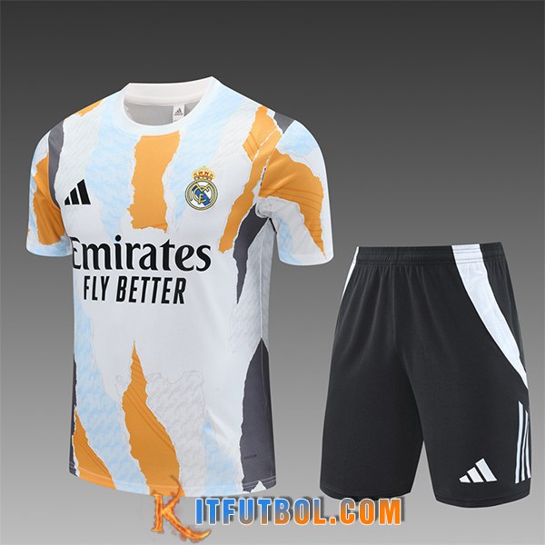 Camiseta Entrenamiento Real Madrid Ninos Blanco/Naranja/Gris/Azul 2025/2026