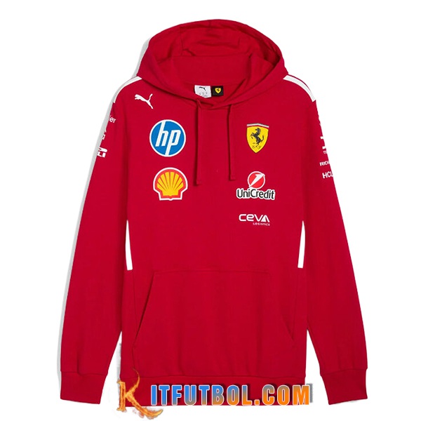 Sudadera Capucha Scuderia Ferrari F1 Team Rojo 2025