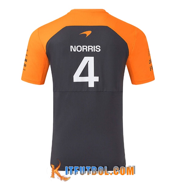 Camiseta de manga corta McLaren (NORRIS #4) F1 Team Negro/Naranja 2025