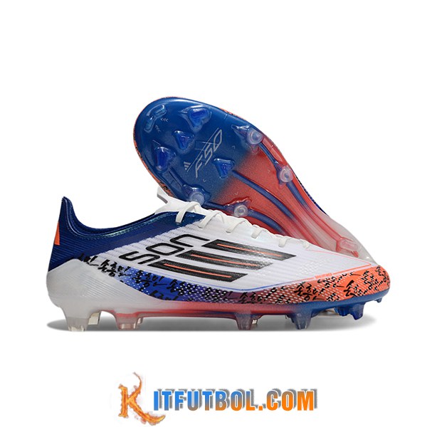 Adidas Botas De Fútbol F50 ELITE FG Blanco/Azul/Naranja/Negro