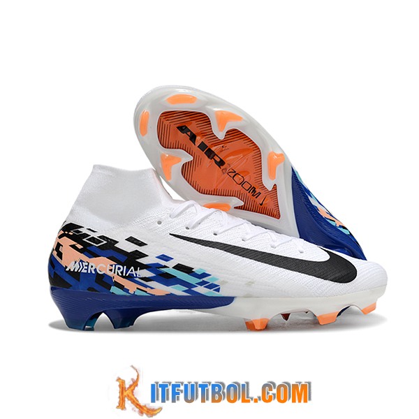 Nike Botas De Fútbol Air Zoom Mercurial Superfly IIX Elite FG Blanco/Azul/Negro